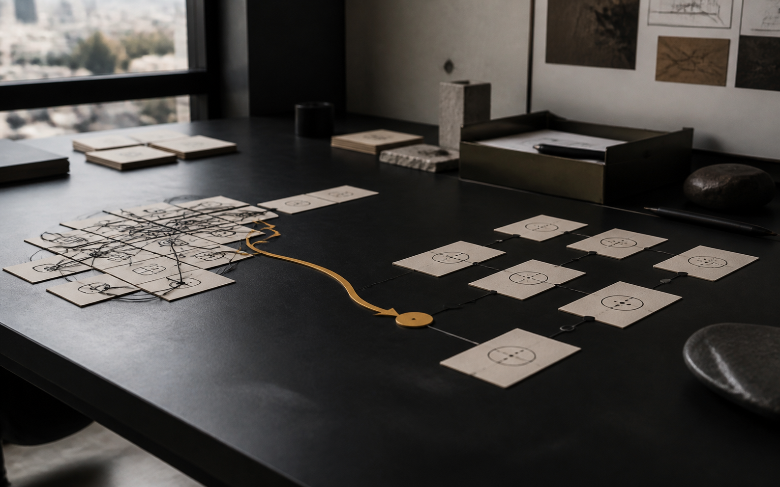 A complex business workflow becoming a clear, connected path to value